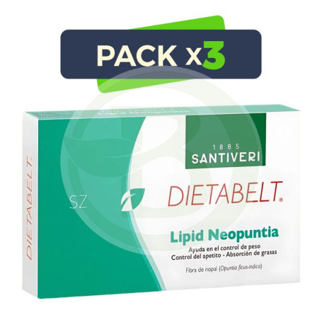 Pack 3x Dietabelt Sazia Lipid Neopuntia 30 Comprimidos Santiveri