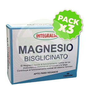 Pack 3x Bisglicinato De Magnesio 60 Cápsulas Integralia