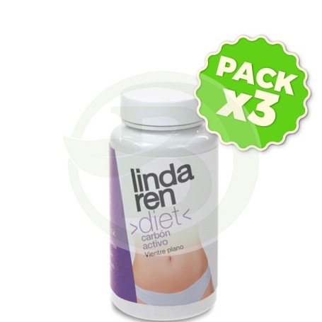 Pack 3x Carbón Activo 60 Cápsulas Linda Ren Diet