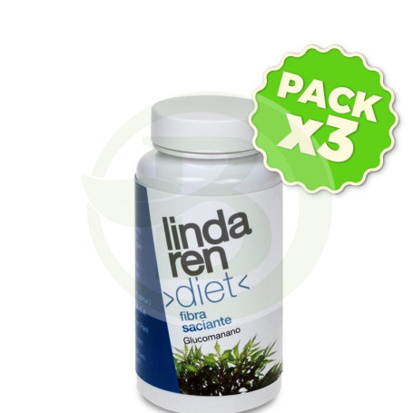 Pack 3x Glucomanano 60 Cápsulas Lindaren Diet