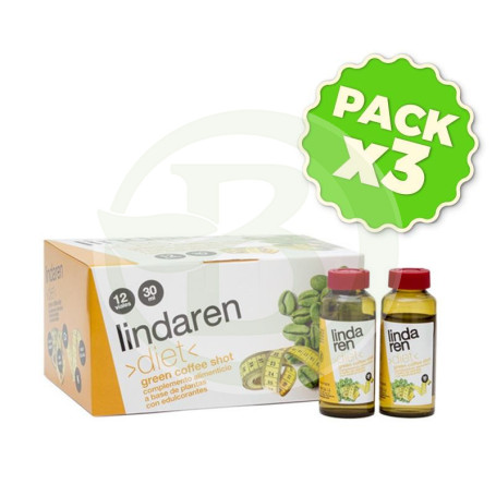 Pack 3x Lindaren Green Coffee Shot 12 Viales Artesania Agricola