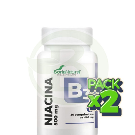Pack 2x Vitamina B3 Liberación Sostenida 30 Comprimidos Soria Natural