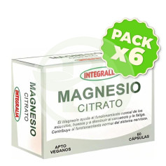 Pack 6x Citrato de Magnésio 60 Cápsulas Integralia