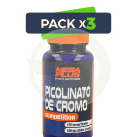 Pack 3x Picolinato De Cromo 125 Comprimidos Megaplus