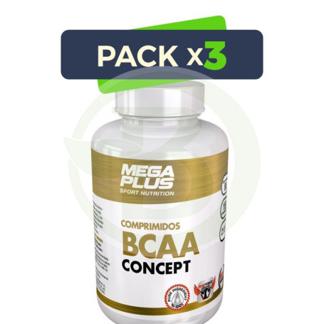Pack 3x Bcaa + Glutamina Concept Tropical 500Gr. Megaplus