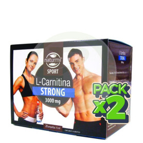 Pack 2x L-Carnitina Strong 3000Mg. 20 Ampollas 15Ml. Naturmil Sport