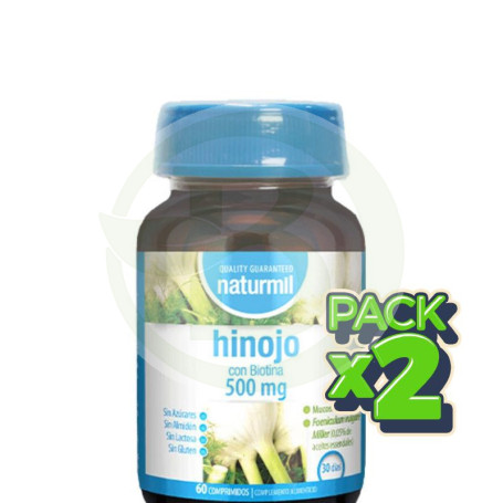 Pack 2x Hinojo con Biotina 500Mg 60 Comprimidos Naturmil