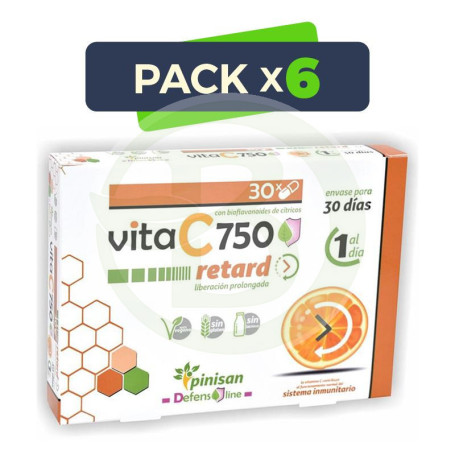 Pack 6x VitaC 750 Retard 30 Cápsulas Pinisan