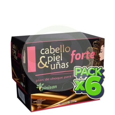 Pack 6x Cabello, Piel y Uñas Forte 12 Viales Pinisan