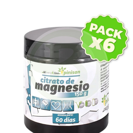 Pack 6x Citrato De Magnesio en Polvo 150G Pinisan