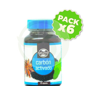 Pack 6x Carbón Activado Compuesto 45 Cápsulas Naturmil