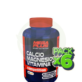 Pack 6x Calcio + Magnesio + Vitamina D Competition 60 Comprimidos Megaplus