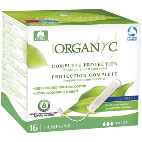 Tampões Super com Aplicador Compacto 16 Unidades Organyc