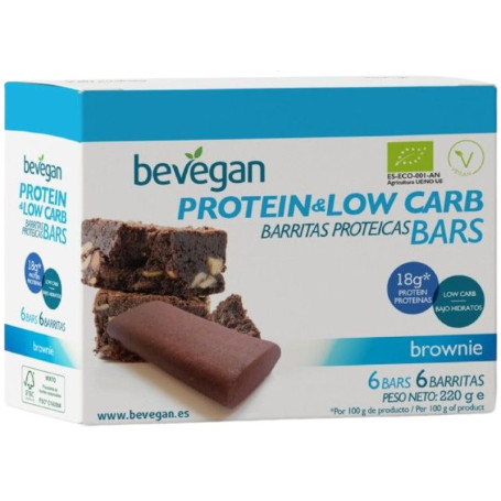 Barra Proteica Brownie Baixa em Hidratos de Carbono 6X36g Bevegan