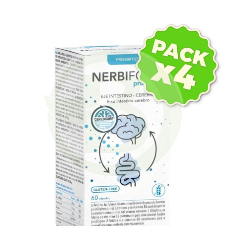 Pack 4x Nerbiform Probiotics 60 Cápsulas Intersa
