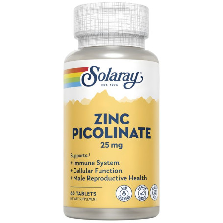 Picolinato De Zinco 25Mg 60 Comprimidos Solaray
