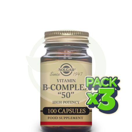 Pack 3x Vitamina B-Complex con Vit C 100 Cápsulas Solgar