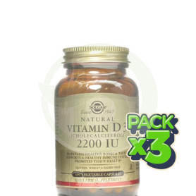 Pack 3x Vitamina D3 2200 IU 100 Cápsulas Solgar