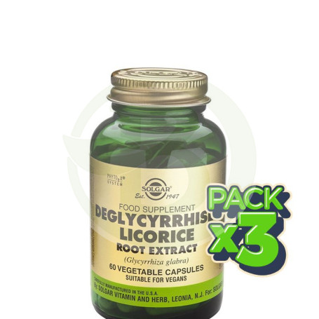 Pack 3x Regaliz Desglicirrizado 60 Cápsulas Solgar