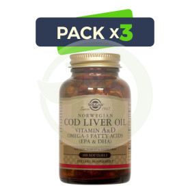 Pack 3x Aceite de Hígado de Bacalao 100 Cápsulas Solgar