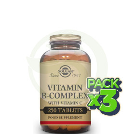 Pack 3x B-Complex con Vitamina C 250 Comprimidos Solgar