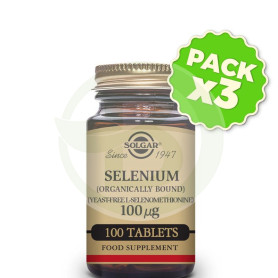 Pack 3x Selenio 100Mcg. (Sin Levadura) 100 Comprimidos Solgar
