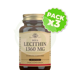 Pack 3x Lecitina De Soja 1360Mg 180 Cápsulas Solgar