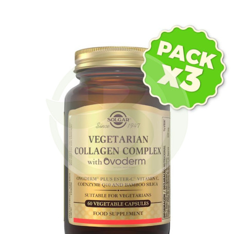 Pack 3x Colageno Vegetariano Ovoderm 60 Capsulas Solgar