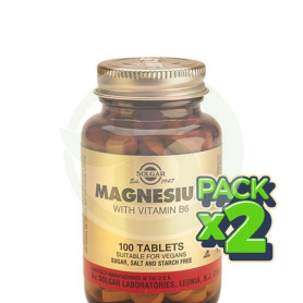 Pack 2x Magnesio con Vitamina B6 100 Comprimidos Solgar
