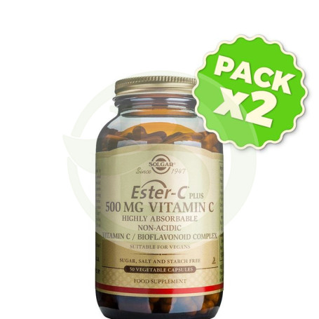 Pack 2x Ester-C Plus 500Mg. 50 Cápsulas Solgar