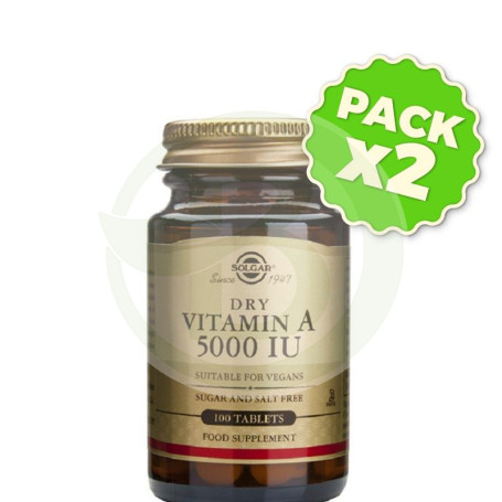 Pack 2x Vitamina A Seca 100 Cápsulas Solgar