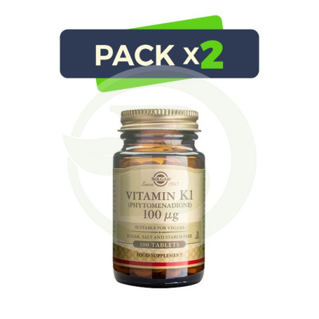 Pack 2x Vitamina K1 (Fitonadiona) 100Mcg. 100 Cápsulas Solgar