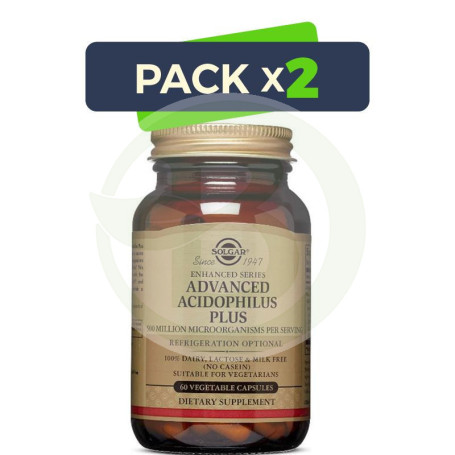 Pack 2x Advanced Acidophilus Plus 60 Capsulas Solgar