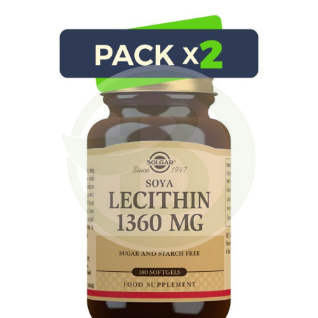 Pack 2x Lecitina De Soja 1360Mg 180 Cápsulas Solgar