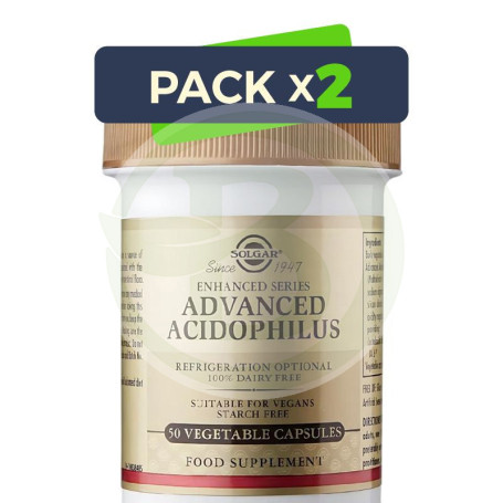 Pack 2x Advanced Acidophilus 50 Cápsulas Solgar
