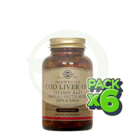 Pack 6x Aceite de Hígado de Bacalao 100 Cápsulas Solgar