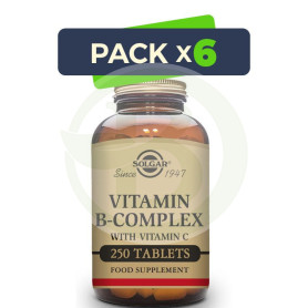 Pack 6x B-Complex con Vitamina C 250 Comprimidos Solgar