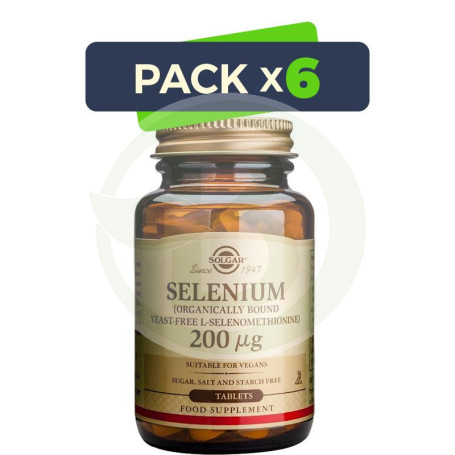 Pack 6x Selenio 200Mcg. 100 Cápsulas Solgar