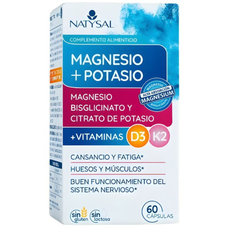 Magnésio + Potássio + D3 + K2 60 Cápsulas Natysal
