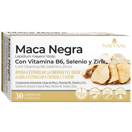 Maca Negra com B6, Selénio e Zinco 30 Cápsulas Natysal
