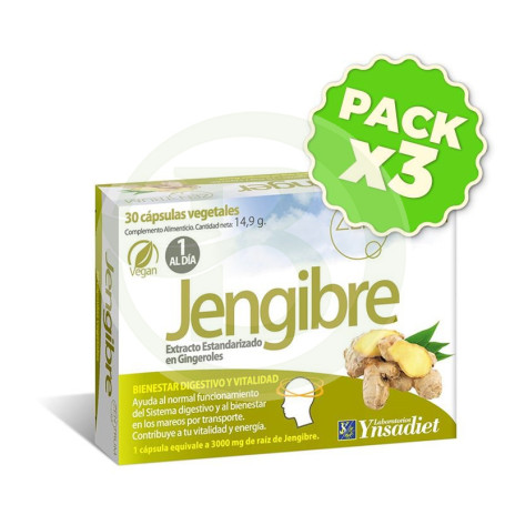 Pack 3x Zentrum Jengibre 30 Cápsulas Vegetales