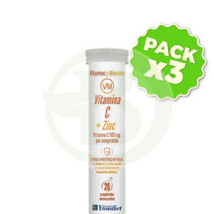 Pack 3x Vitamina C + Zinco Efervescente 20 Comprimidos Ynsadiet