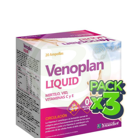 Pack 3x Venoplan Liquid 20 Ampollas Ynsadiet