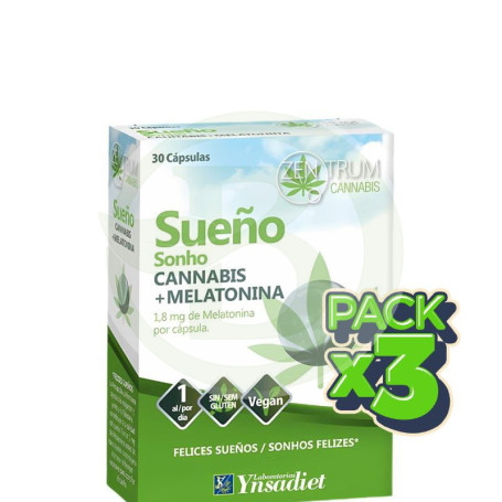 Pack 3x Sueño con Cannabis 30 Capsulas Vegetales Ynsadiet