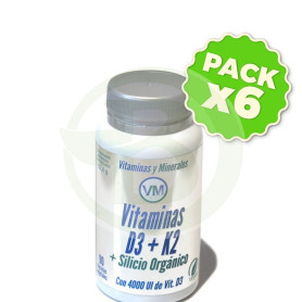 Pack 6x Vitamina D3 + K2 + Silicio Orgánico 90 Cápsulas Ynsadiet