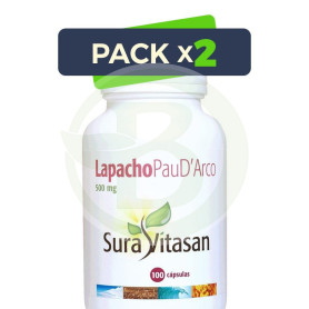 Pack 2x Lapacho Pau Darco 500Mg. 100 Cápsulas Sura Vitasan