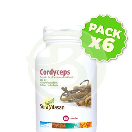 Pack 6x Cordyceps 60 Cápsulas Sura Vitasan