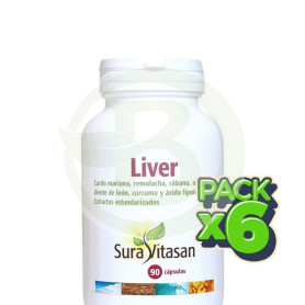 Pack 6x Liver 650Mg. 90 Cápsulas Sura Vitasan
