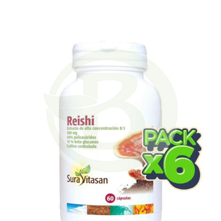 Pack 6x Reishi 500Mg. 60 Cápsulas Sura Vitasan