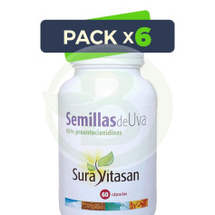 Pack 6x Sementes de uva 60 cápsulas Sura Vitasan